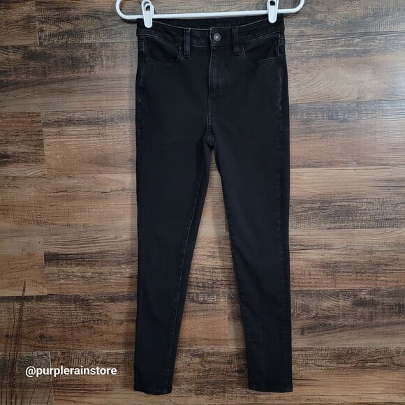 American Eagle Jeans 4 S Jegging Super Hi Rise 360 Next Level Stretch Black Wash - Picture 1 of 12